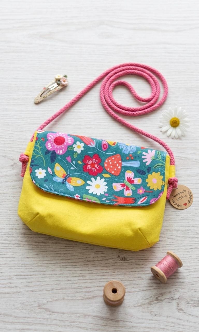 Handmade Kids / Girls Crossbody Bag with Floral, Butterfly or Looney Tunes print