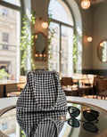 Retro Houndstooth Frame Clutch, Parisian Chic Tweed Evening Bag with Kiss Lock