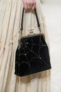 Velvet Spiderweb kiss lock crossbody bag with vintage inspired frame and gothic embroidery