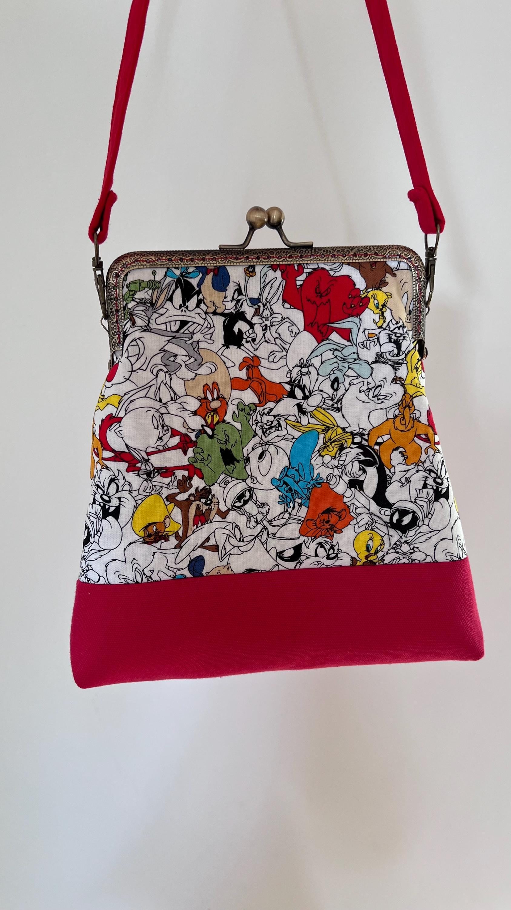 Looney Tunes Kiss Lock Bag, Retro Cartoon Crossbody, Handmade