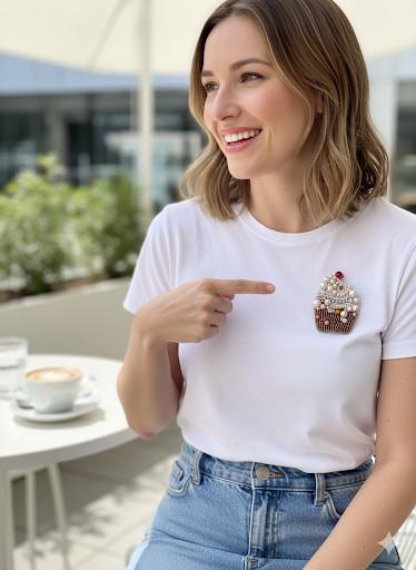 Handcrafted Beaded Cupcake Pin