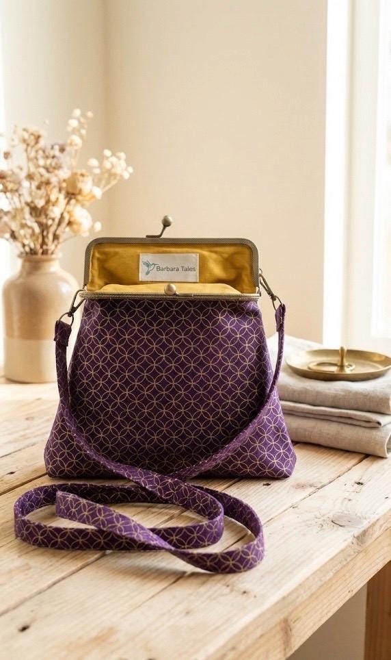 Geometric Print Crossbody Bag, Cotton Kiss-Lock Purse
