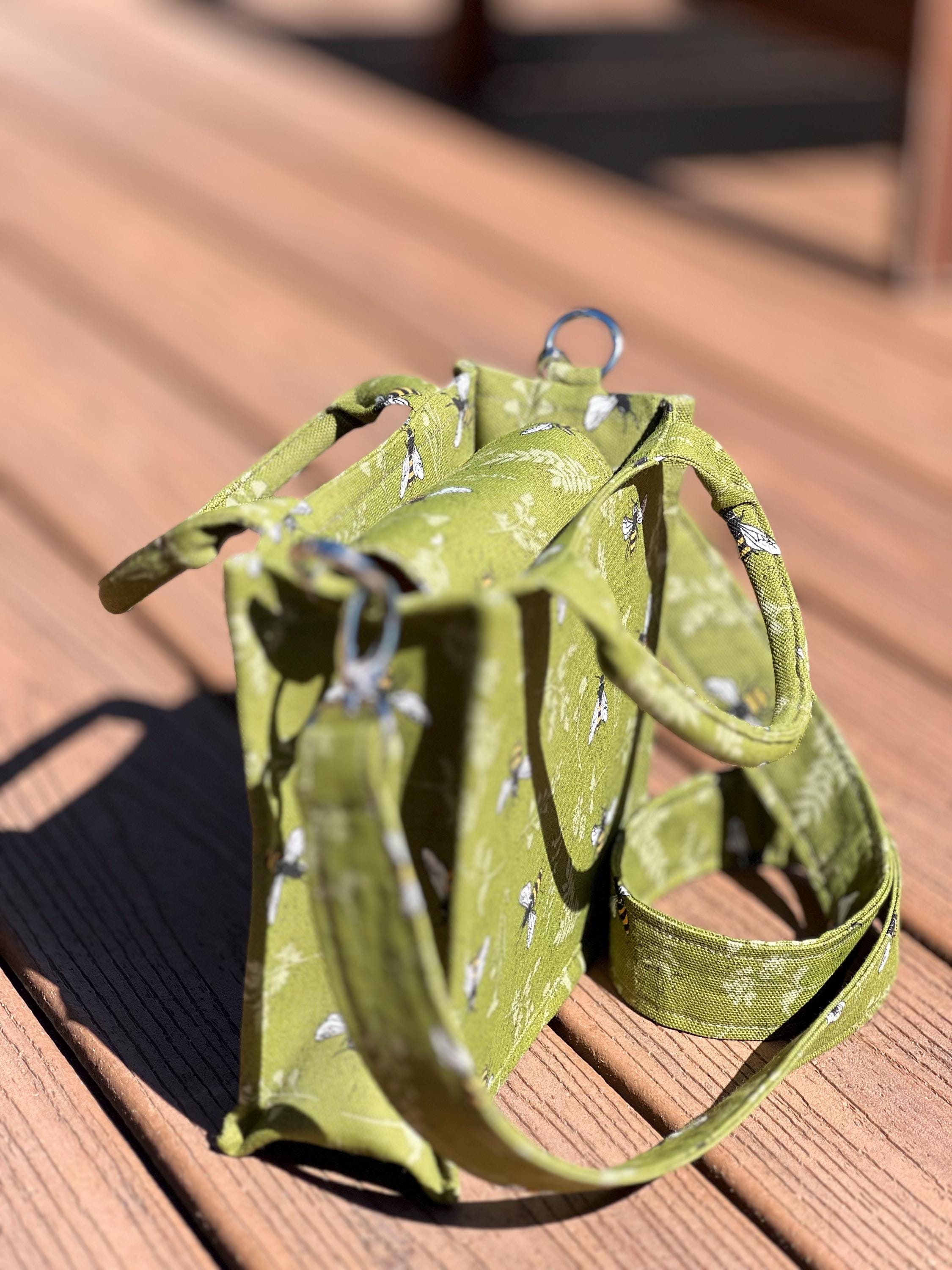 Green Bee Print Box Bag - Small Structured Crossbody Purse