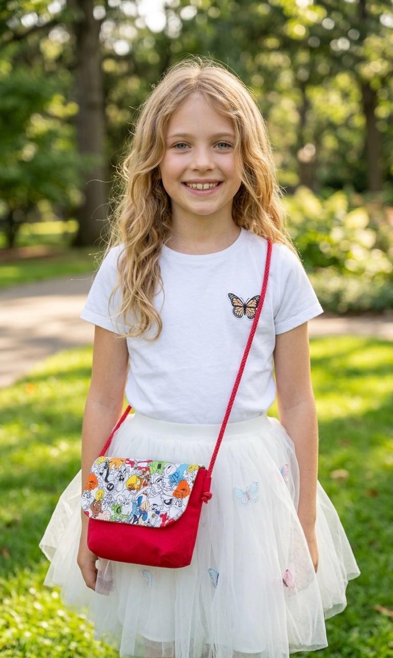 Handmade Kids / Girls Crossbody Bag with Floral, Butterfly or Looney Tunes print