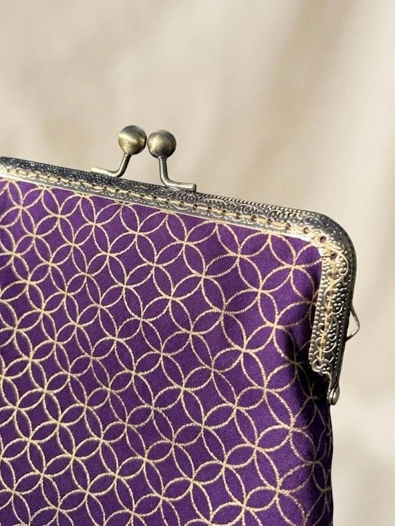 Geometric Print Crossbody Bag, Cotton Kiss-Lock Purse