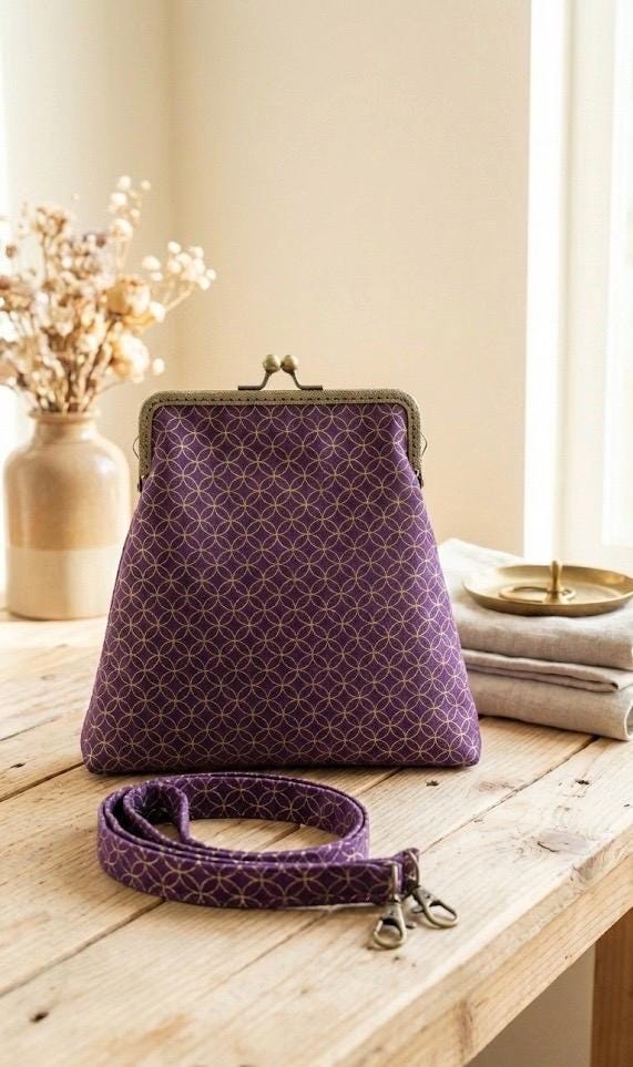 Geometric Print Crossbody Bag, Cotton Kiss-Lock Purse