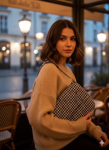 Classic Tweed Houndstooth Shoulder Bag