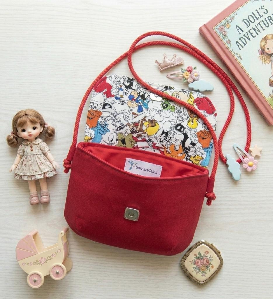 Handmade Kids / Girls Crossbody Bag with Floral, Butterfly or Looney Tunes print