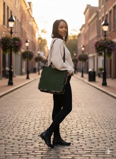 Green Velvet Camouflage Tote Bag, Detachable Crossbody Strap