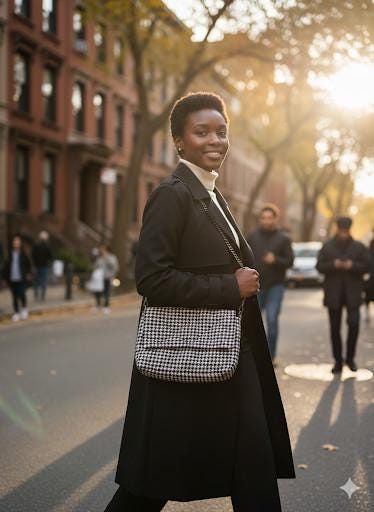 Classic Tweed Houndstooth Shoulder Bag