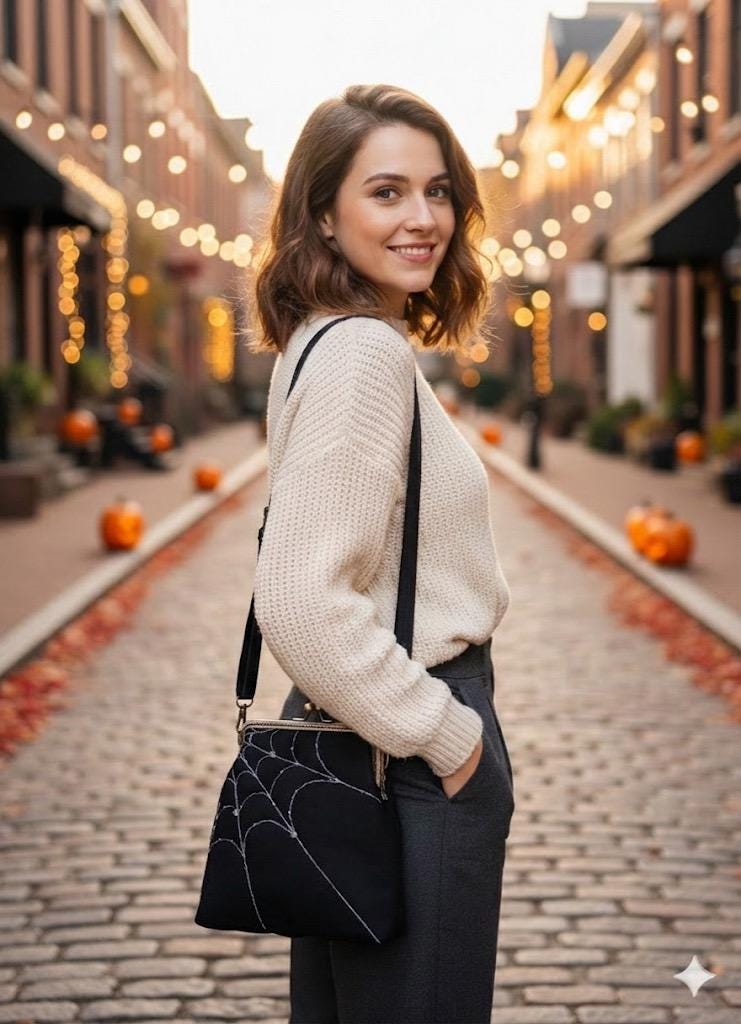 Velvet Spiderweb kiss lock crossbody bag with vintage inspired frame and gothic embroidery