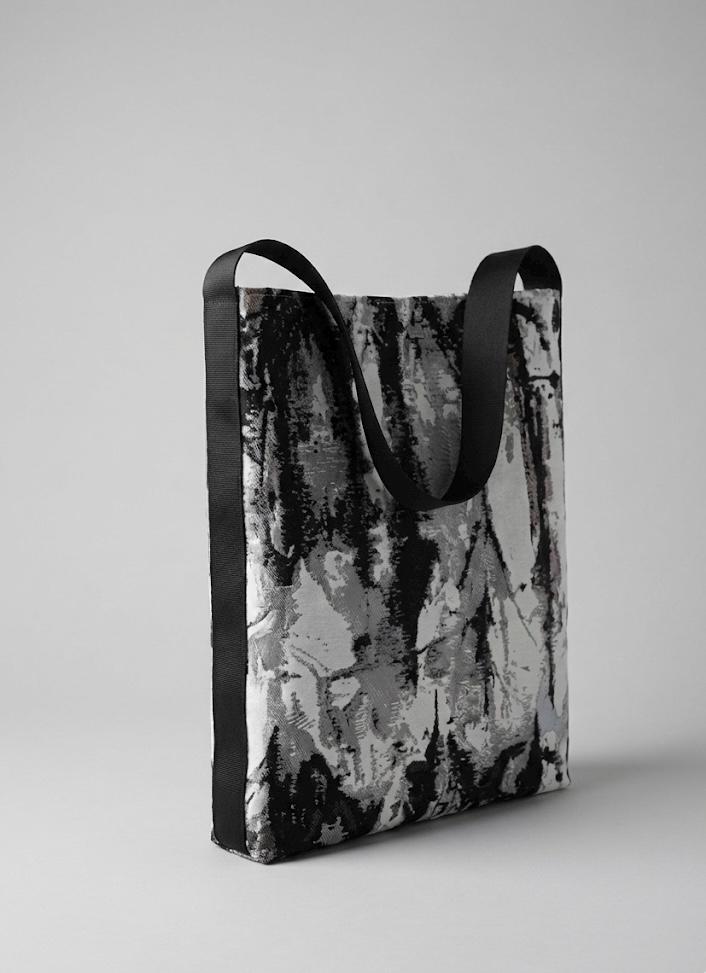Woven Jacquard Tote Bag, Abstract Black and White Art Purse