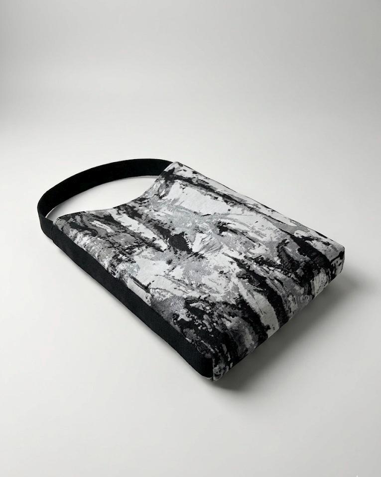 Woven Jacquard Tote Bag, Abstract Black and White Art Purse