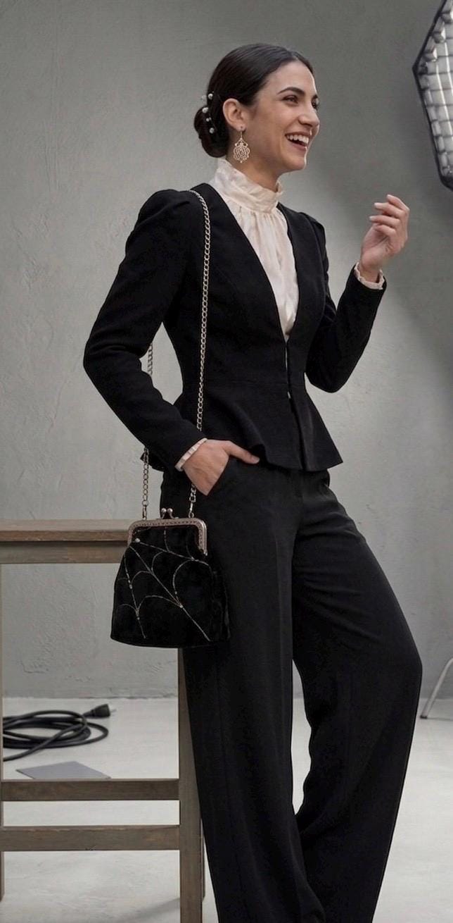 Velvet Spiderweb kiss lock crossbody bag with vintage inspired frame and gothic embroidery